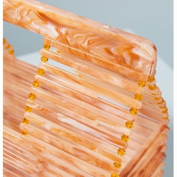 Anthropologie Peach color Jamie Acrylic Bag NWOT - Picture 3 of 8